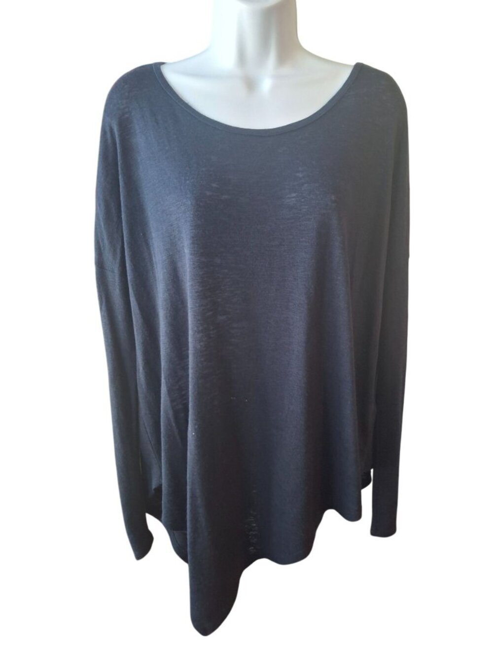 Hollister Womens XS S Navy Oversized Long Sleeve Top Draped Coastal Relaxed Tee